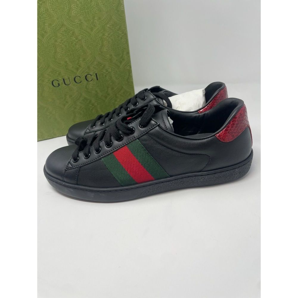 Gucci New Ace Clean Web Stripe Sneaker in Black Red 7 Retail:$750.00 - Picture 3 of 14